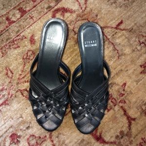 pewter heeled Stuart Weizman sandals